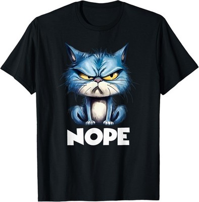 Cat Motifs Nope Funny Angry Cat Graphic Cat T-Shirt
