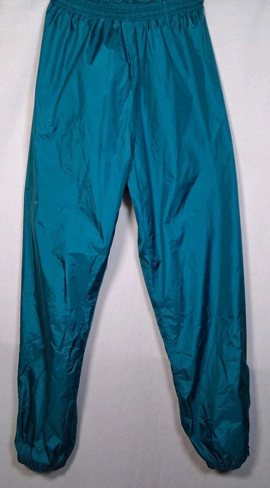 LL Bean Rain Pants Men M Tall Lined Teal Elastic Camping Hiking Gear Gore Tex