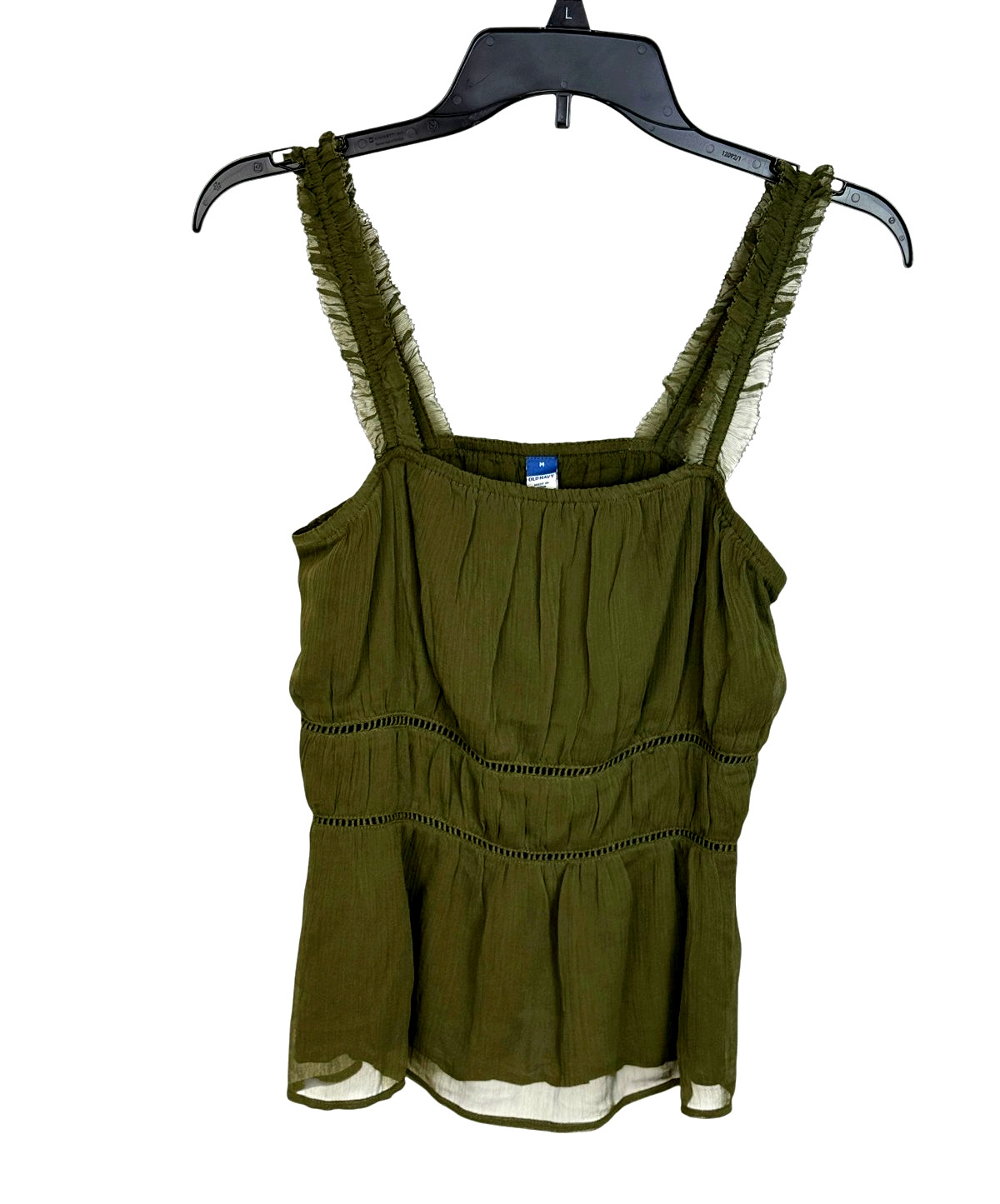 Old Navy womens tank top size M green babydoll forest fairy chiffon romantic NWT