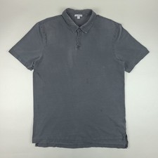 James Perse Sueded Jersey Polo Shirt Mens 3 Large Gray Garment Dyed