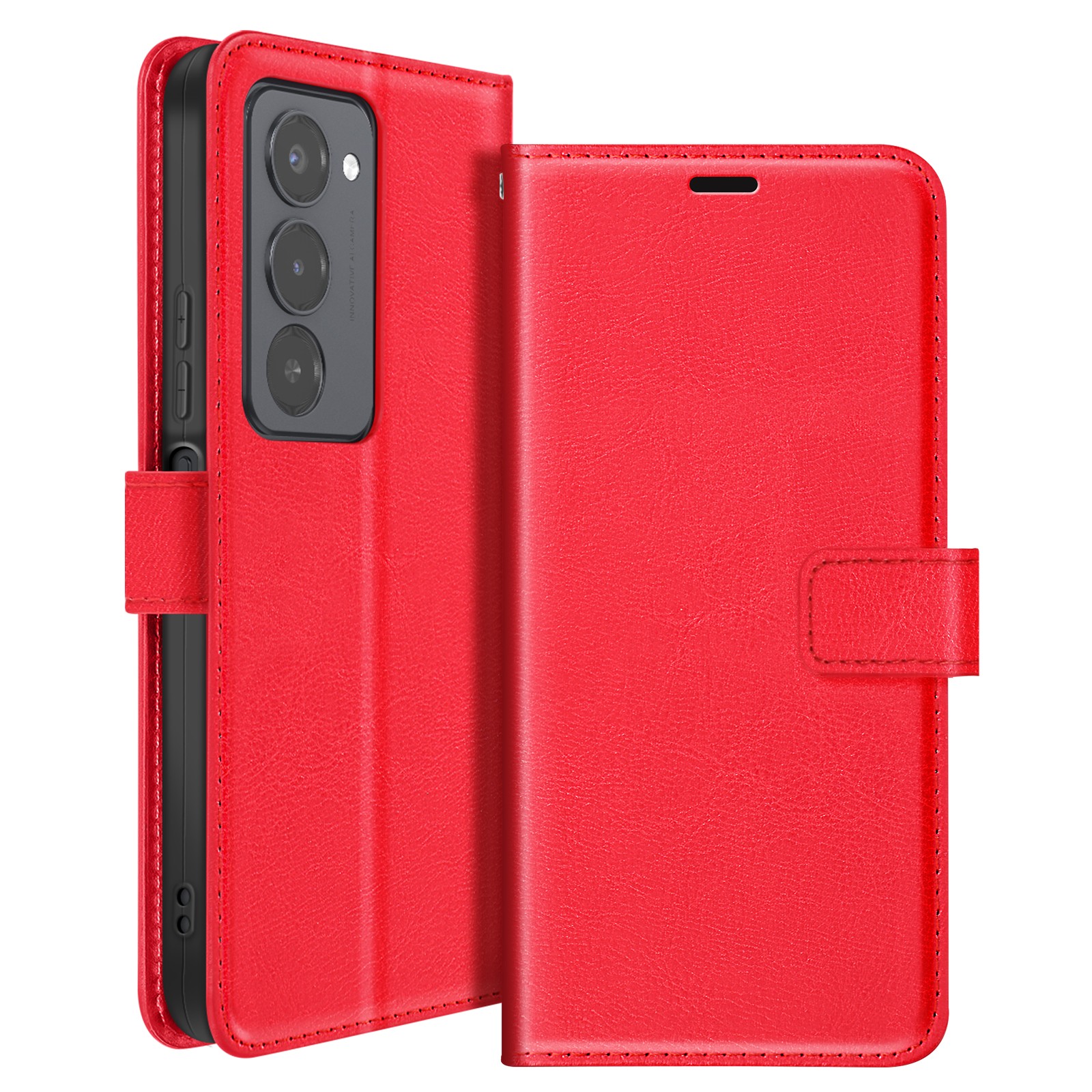Etui Redmi 15 5G rouge antichoc multifonction béquille et cordon poignet