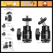 Camera Hot Shoe Mount with Ballhead Tripod Extra 1/4" Screws - 2 Pack