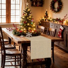 tiosggd Fall Burlap Table Runners 14'' x 72'', 2 14 x 72 inch, Beige