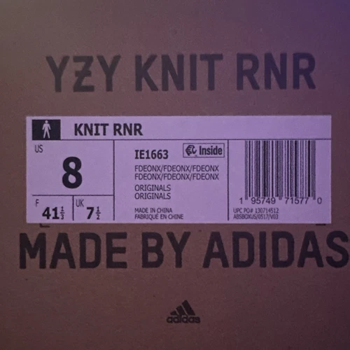 Yeezy Knit RNR Fade Onyx taglia 8 nuovo con scatola
