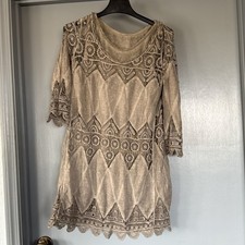 Yest Women's Cotton Layered Crochet Lace Dress 3/4 Sleeves Fairycore sz 6