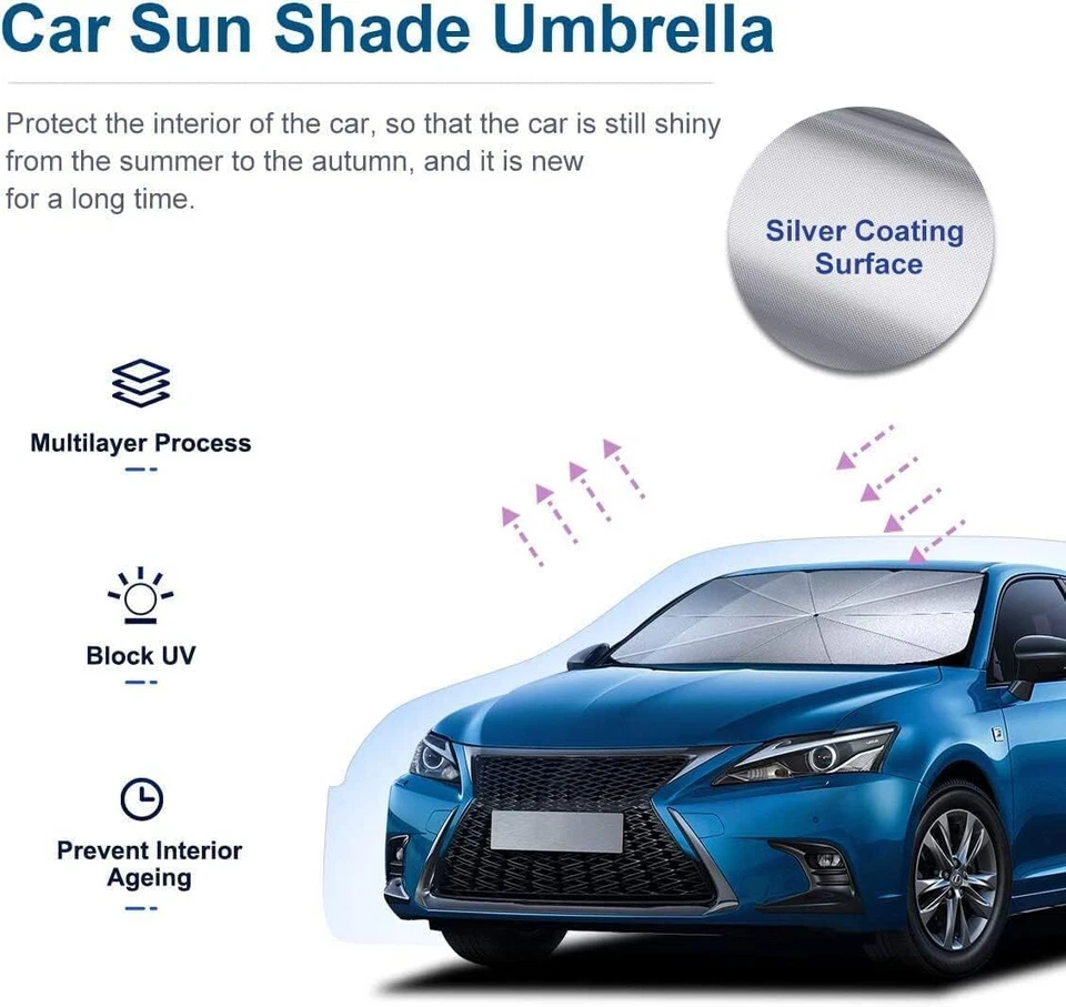 For Toyota Accessory Car Windshield Umbrella Sun Shade Heat UV Block Visor Cover Foto 3 de 4