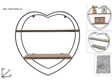 x Pensile Mensola Scaffale Cuore Metallo 2 Ripiani dfh