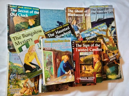 Vintage Nancy Drew Kriminalgeschichten Carolyn Keene HC blau Top Edge Posten 13 Bücher