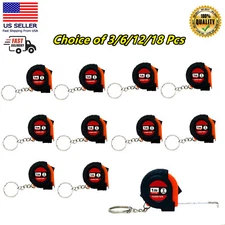 3/6/12/18 Pc Mini Keychain Retractable 1m /3ft Measuring Tape Inch Slide Lock 