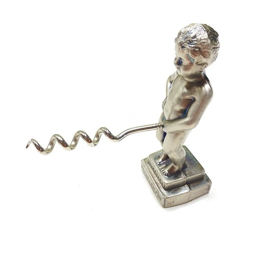 Vintage Brussels Manneken Pis Souvenir Corkscrew 1950's Solid Metal - Picture 2 of 5