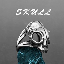 Big Eye Alien Skull Head Bone Ring Stainless Steel Gothic Skull Retro Biker Ring