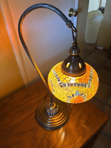 Turkish Moroccan Colorful Glass Mosaic Tiffany Table Desk Lamp Light Large Globe