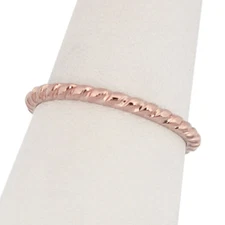 Solid 14K Women's Rose Gold Ring Gold Twist Ring Stacking Ring Midi Size 1-12