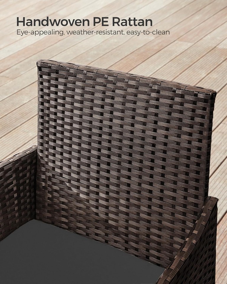 SONGMICS Garden Furniture Sets, Polyrattan Outdoor Patio Brown + Dark