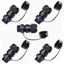 5PCS Panel Mounting RJ45 Waterproof Connector Cat5/5e/6 Ethernet LAN Cable Co...