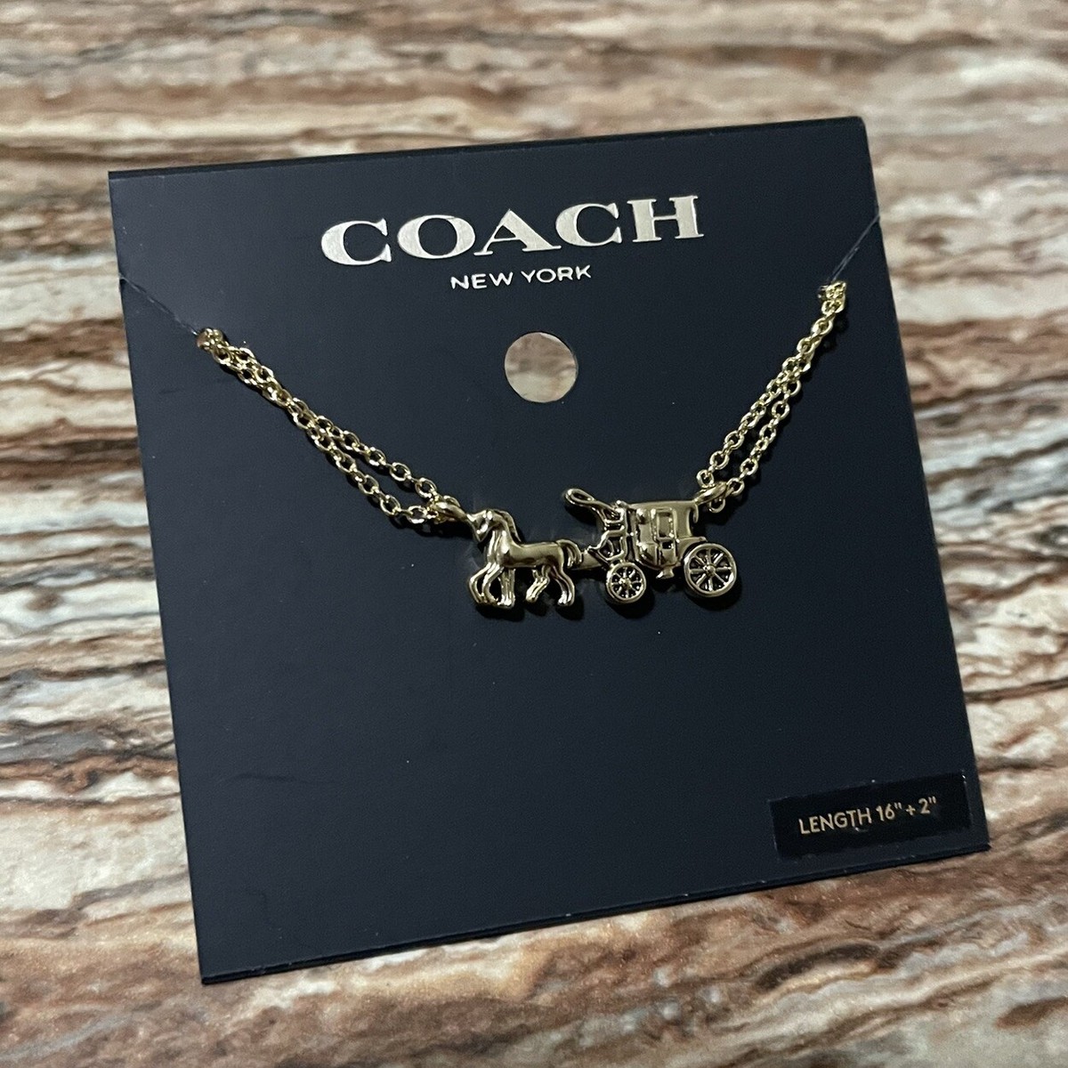 Coach Jewelry Gold Necklace Horse And Carriage Pendant Necklace 18