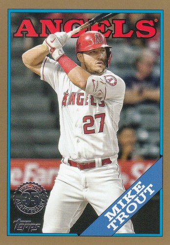 MIKE TROUT /75 TOPPS 1988 35TH ANNIVERSARY RETRO GOLD ANGELS #27 2023 23