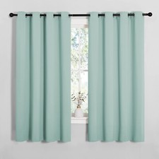 2 PCS Aqua Blue 68"L x 55"W Solid Grommet Darkening Curtains For Bedroom