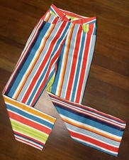 Vtg Colorful Rainbow Striped Straight Leg Pants Trousers Costume Sz M