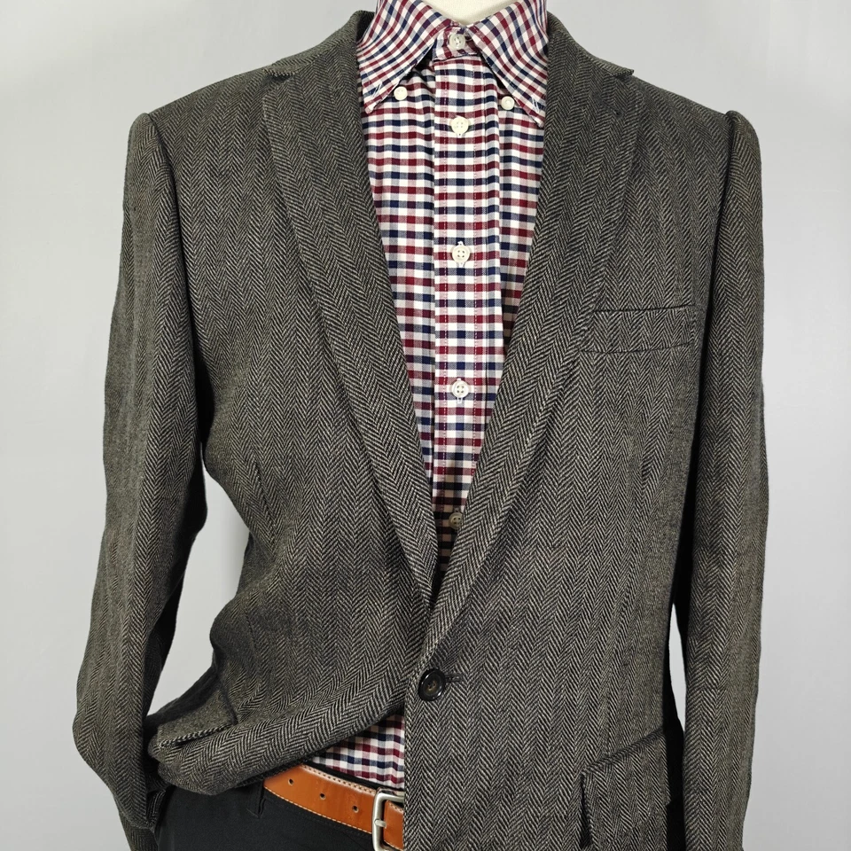 J.Crew Ludlow Men's Sport Coat Blazer Two Button Herringbone 100% Linen Size 42L - Image 2 of 4