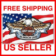 Harley Davidson Banner 3x5 Ft Flag USA Flag Large Garage FREE Shipping USA