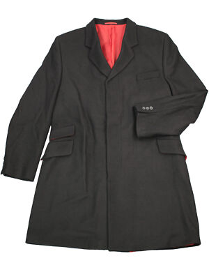 Alvin Lee Herren Kurz-Mantel Schwarz Wolle Overcoat England 6004