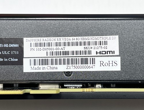 SAPPHIRE Radeon RX Vega 64 8GB HBM2 - GPU - PCI Express 3.0 - 21275-02 - Picture 10 of 17
