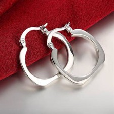 Womens Gracious 925 Sterling Silver Small Square Hoop Fashion Earrings EA181