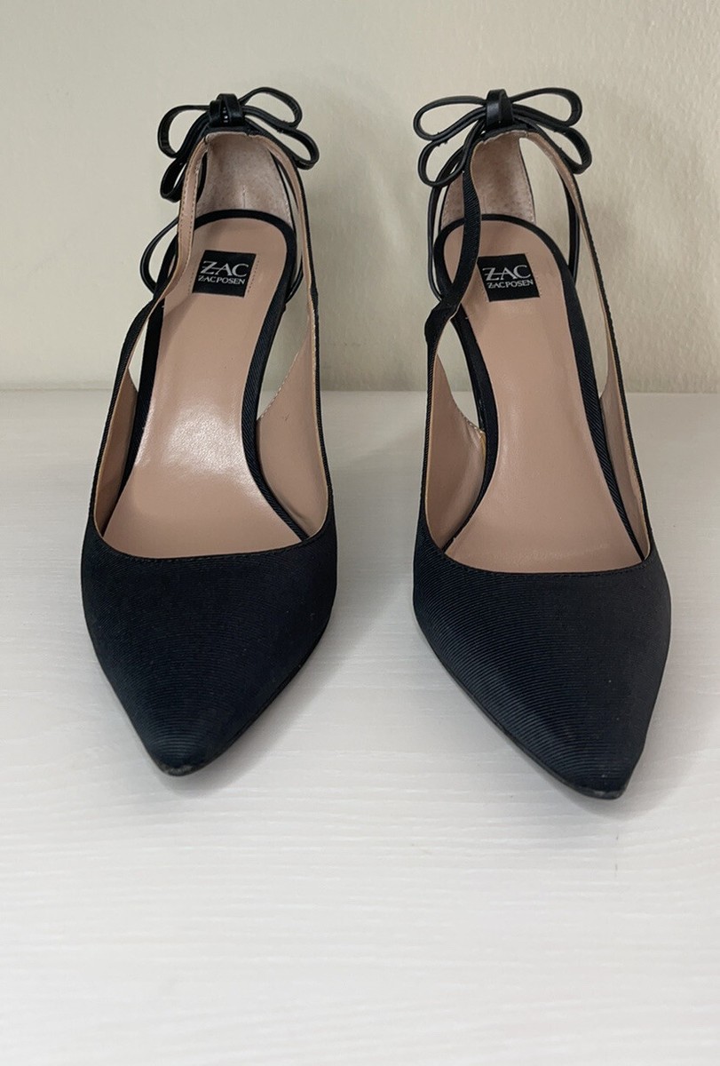 ZAC Zac Posen Womens Veronique Black Pointed Toe Heels 1/2