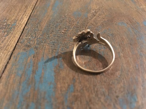 Vintage Sterlingsilber 925 Ring Blume oxidiert Gr. N - Bild 2 von 3