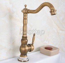 Antique Brass Single Lever Swivel Kitchen Vessel Sink Faucet Mixer Tap snf611