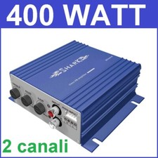 COMPATTO AMPLIFICATORE AUTO MOTO SCOOTER 400 WATT 2 CANALI 100 WATT RMS SHARK V4