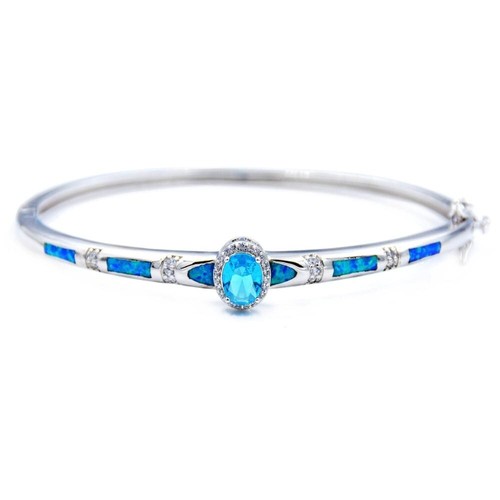 Kivony Sterling Silver Fire Opal Bangle Bracelet - Fine Blue Jewelry For Women