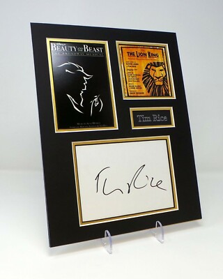 Tim Rice Signed Mounted Photo Display + COA Beauty and the Beast, Lion King