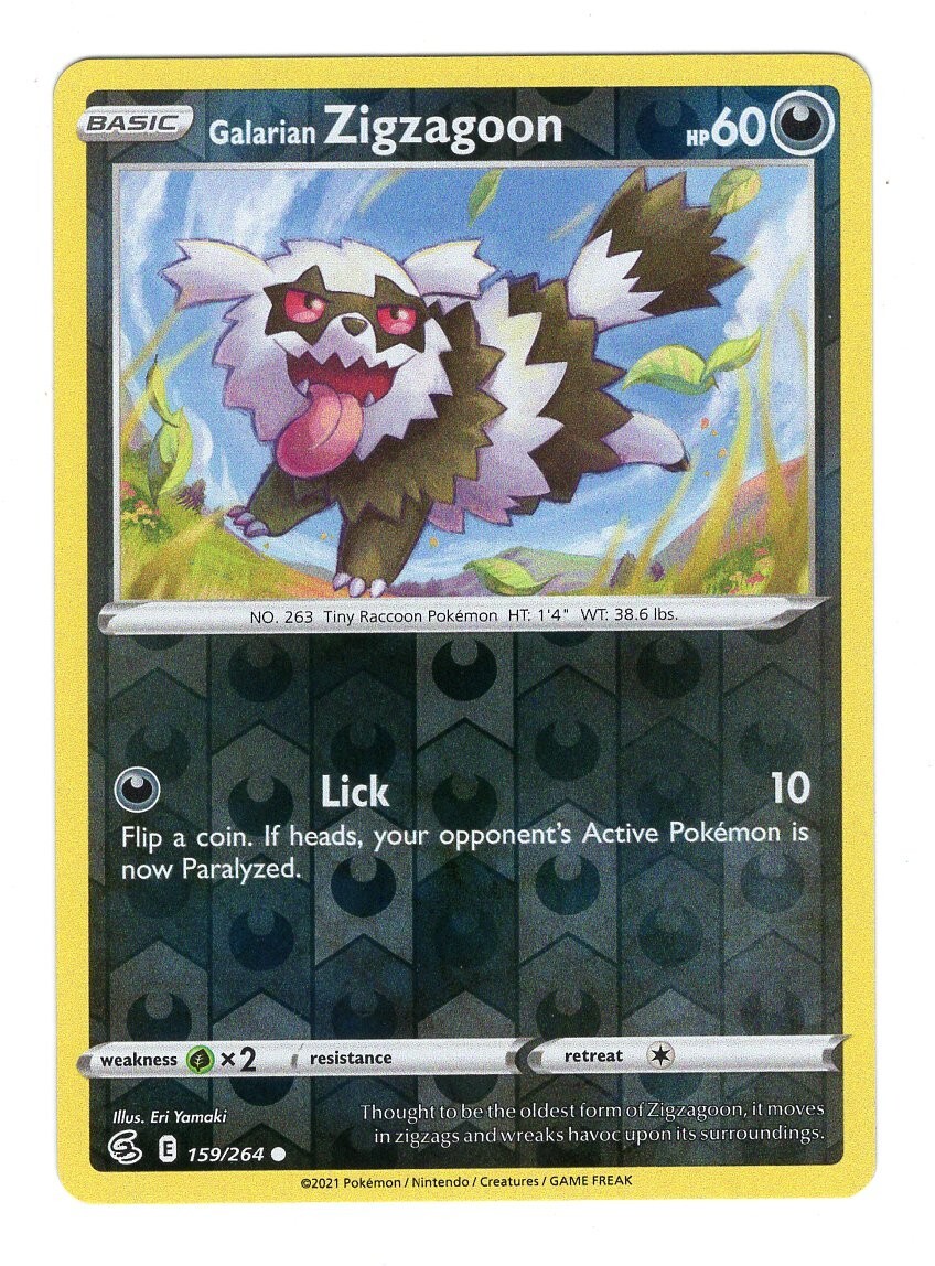 Pokemon TCG Galarian Zigzagoon Fusion Strike 159/264 Reverse Holo Common Card NM