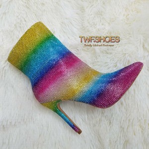 rainbow rhinestone heels