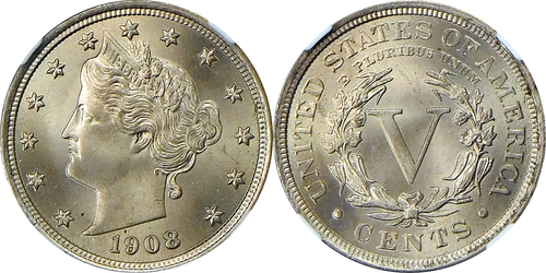 1908 Liberty Head Nickel - NGC MS 64 - CAC - Picture 3 of 3
