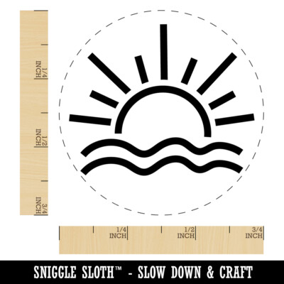 Sun and Waves Sunrise Sunset Self-Inking Rubber Stamp Ink Stamper for Stamping