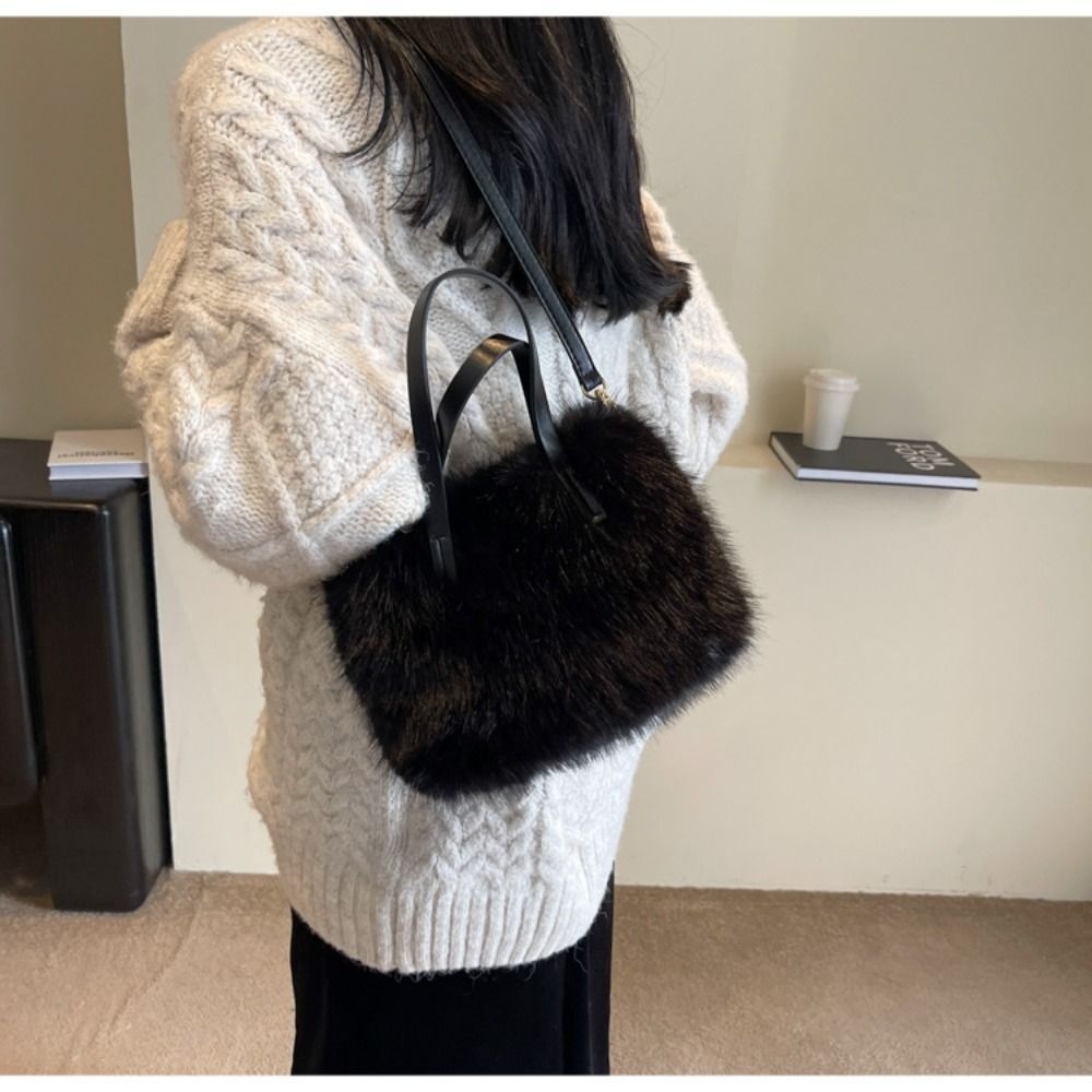 Women Soft Crossbody Bag Faux Fur Tote Bag Fashion Shoulder Bag | eBay