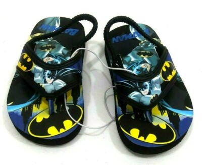 Batman Black Blue Flip Flop Sandals Shoes Slip On Boys Size 5-6