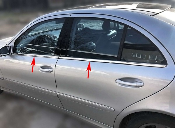 Edelstahl Fensterleisten Passend FüR Mercedes E-KLASSE W211|2002-2009|4Tlg Set-image