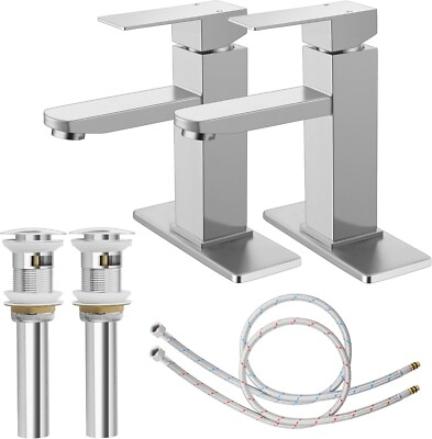 #ad Bathroom Faucet with Drain amp; Hooks Brushed Nickel Bathroom Faucets for Sink 1 o $37.99