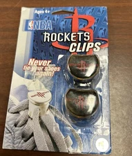 Houston Rockets Black Shoe Lace Clips NBA “Rare” Color (2012) Retro Shoe Locks