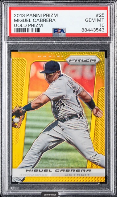 2013 Panini Prizm Miguel Cabrera Gold Prizm 08/10 Psa 10 Gem Mint