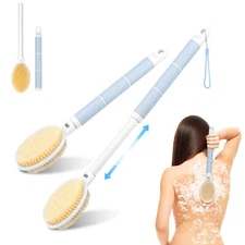 Adjustable Long Handle Shower Brush Dual Side Exfoliating Back Scrubber Massager