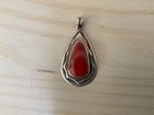 SIGNED! Handmade Vintage Red Jasper and Sterling Silver Pendant, initials C M