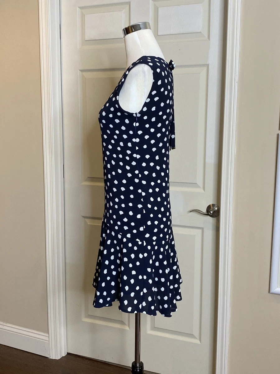 Mango blue polka dot dress cheap