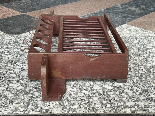 ANTIGUO ESTANTE DE MADERA PARA COLGAR TAZA/PLATO VINTAGE HECHO A MANO PARA UTENSILIOS DE COCINA, WR.5 - Imagen 11 de 12