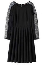 Lovedrobe Size 14 Black Skater Fit & Flare Dress Lace Trim Party Evening Bnwt B2