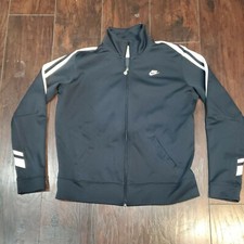Nike Full Zip Up Mock Neck Black & White Activewear Jacket Kids xl 16-18 EUC